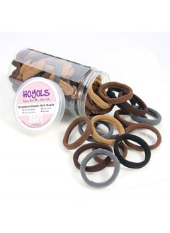 HOYOLS Soft Thick Seamless Cotton Hair Ties, Ponytail Scrunchies Head bands No Damage Crease for Women Girls Kids Ponytail Holder 100 Pieces (Brunette Brown Set)  - Image 1