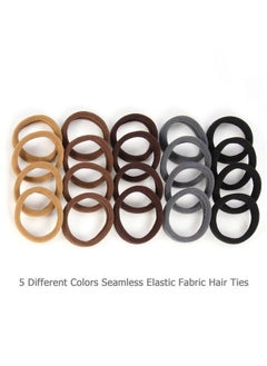HOYOLS Soft Thick Seamless Cotton Hair Ties, Ponytail Scrunchies Head bands No Damage Crease for Women Girls Kids Ponytail Holder 100 Pieces (Brunette Brown Set)  - Image 2