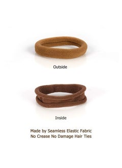 HOYOLS Soft Thick Seamless Cotton Hair Ties, Ponytail Scrunchies Head bands No Damage Crease for Women Girls Kids Ponytail Holder 100 Pieces (Brunette Brown Set)  - Image 3