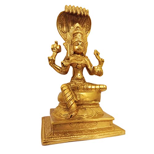 GURU JEE™ Brass Statue Padmavati Goddess Durga Mariamman Seated Patanjali Murti for Puja Mandir Gifts Home Decorations - Image 1