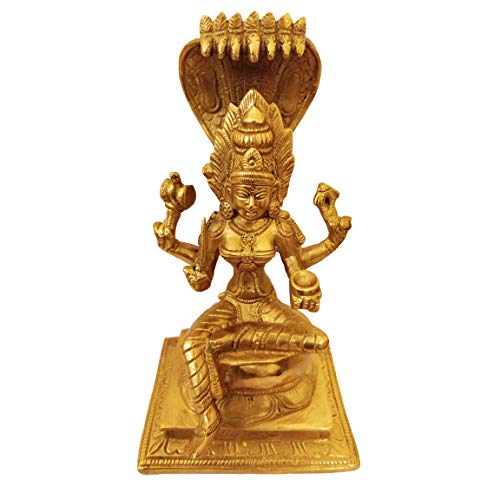 GURU JEE™ Brass Statue Padmavati Goddess Durga Mariamman Seated Patanjali Murti for Puja Mandir Gifts Home Decorations - Image 3