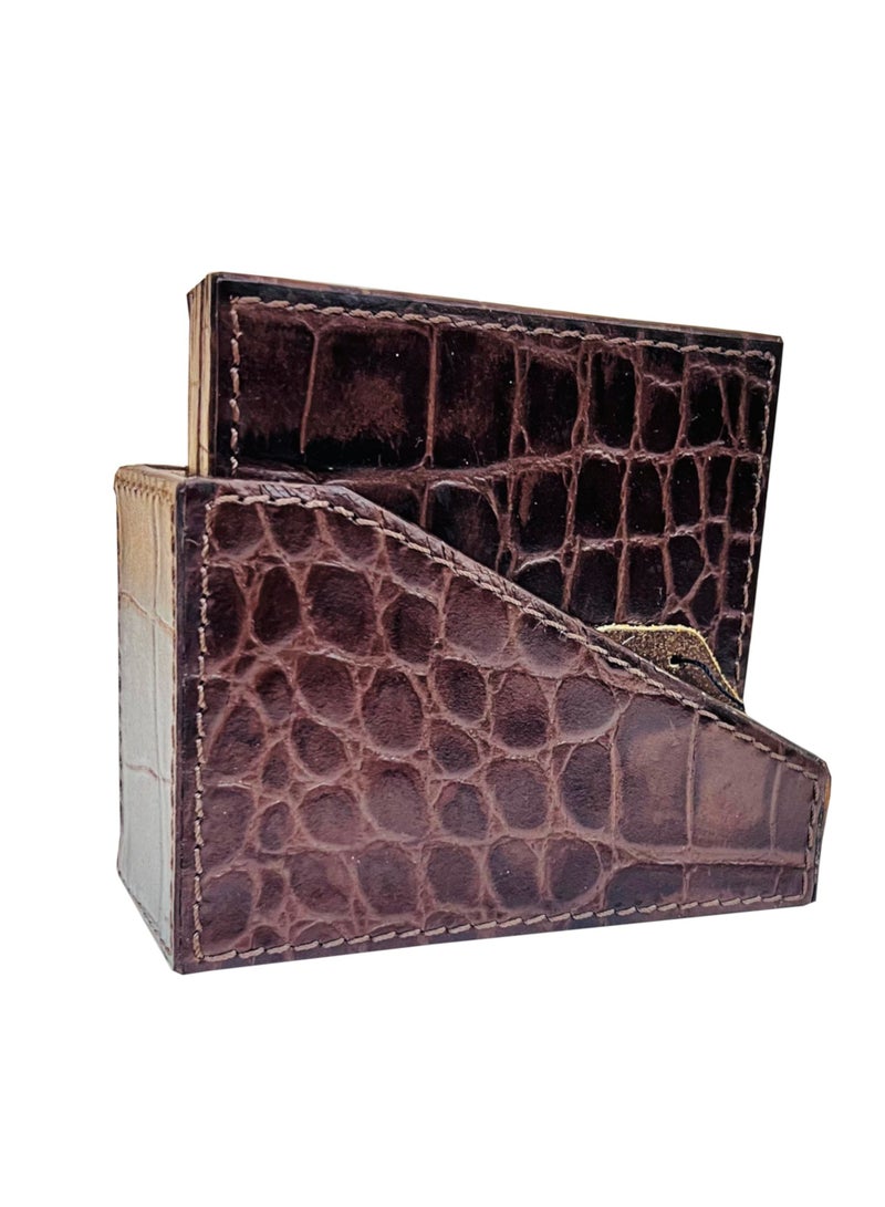 THREE SIXTY Leather Coasters Set of 4 Dark Brown Color - Image 4