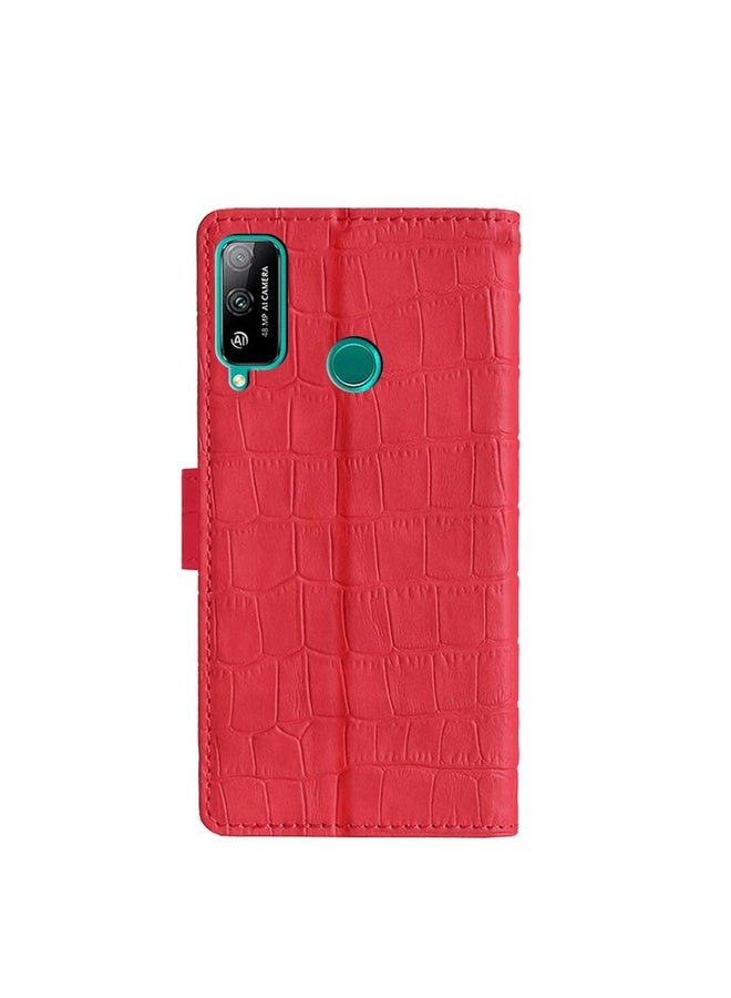 HuHa Case Cover For Honor Play 4T Skin Feel Crocodile Texture Magnetic Clasp PU Leather Phone Case(Red) - Image 3