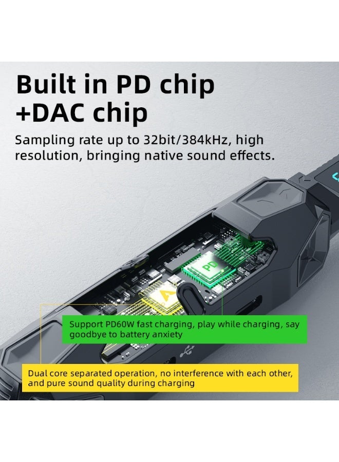 PIVA X41 4 in 1 Type-C Gaming Hub Multifunctional USB Type-C & 3.5mm Audio Inputs with RGB Lighting, 60W USB C Fast Charging, 480Mbps Data Transfer, 3.5mm Audio Port with Power Display for Charging Compatible with Mobile Phones, Laptops, Gaming Devices - Image 3