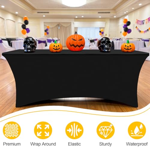 Smiry 2 Pack Spandex Table Cloth 6FT, Elastic Fitted Stretch Tablecloths, Washable and Wrinkle Free Rectangular Patio Table Cover for Outdoor, Wedding, Banquet & Parties (Black, 72Lx30Wx30H Inch) - Image 3