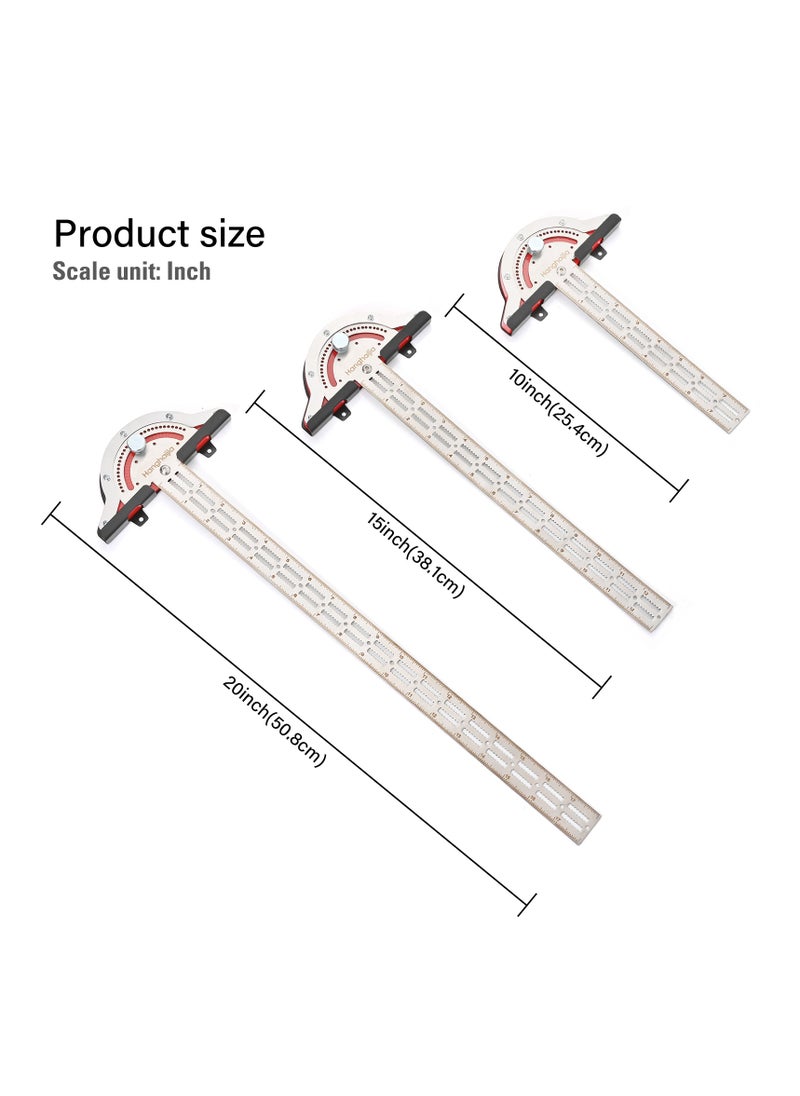 Hanghaijia Metal Woodworking Edge Ruler, T-Shaped Adjustable Caliper Protractor Measuring Scribing Tool  - Image 2