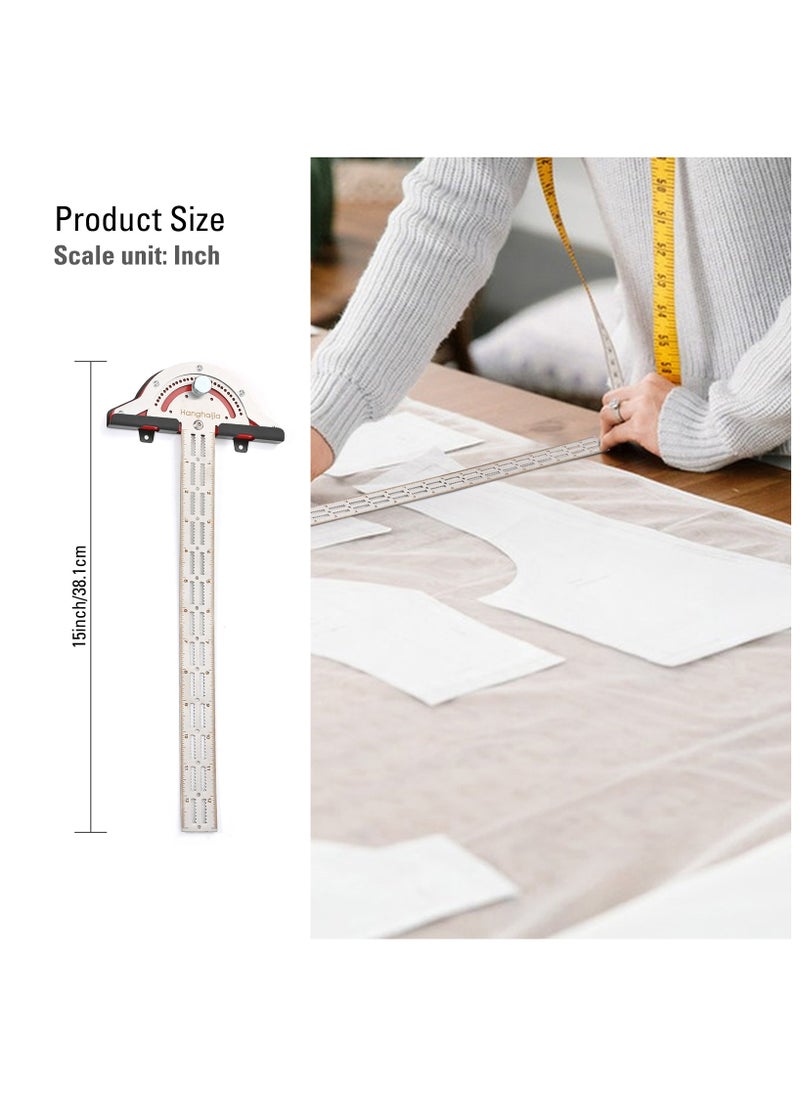 Hanghaijia Metal Woodworking Edge Ruler, T-Shaped Adjustable Caliper Protractor Measuring Scribing Tool  - Image 3