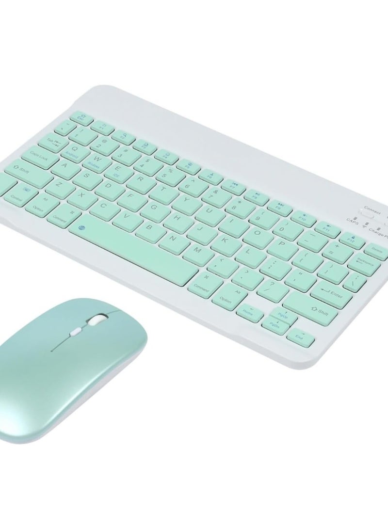 Bluetooth Keyboard and Mouse Combo Ultra-Slim Portable Rechargeable Compact Wireless Mouse Keyboard Set for Pad/iPad Pro/iPad Mini/iPad Air Mac OS,Android green  - Image 1
