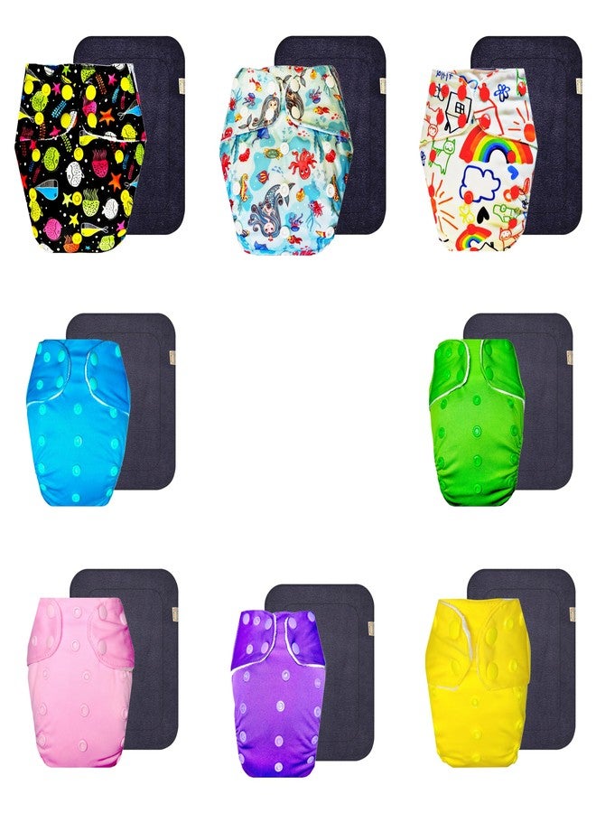 Dumbledo Premium Cloth Diaper with Black Insert (Pack of 8) | Dry Feel and Comfortable | Leakproof | Travel Friendly | Designed by Moms | 3 Months - 3 Years | Unisex Baby - Image 1