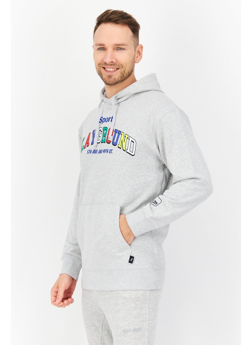 PUMA Men Sportswear Fit Graphic Print Training Hoodies, Grey  - Image 2