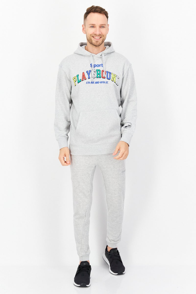 PUMA Men Sportswear Fit Graphic Print Training Hoodies, Grey - Image 4