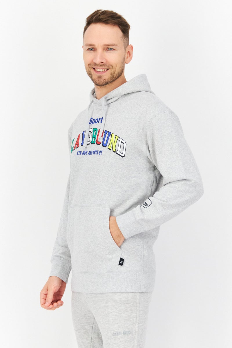 PUMA Men Sportswear Fit Graphic Print Training Hoodies, Grey - Image 2