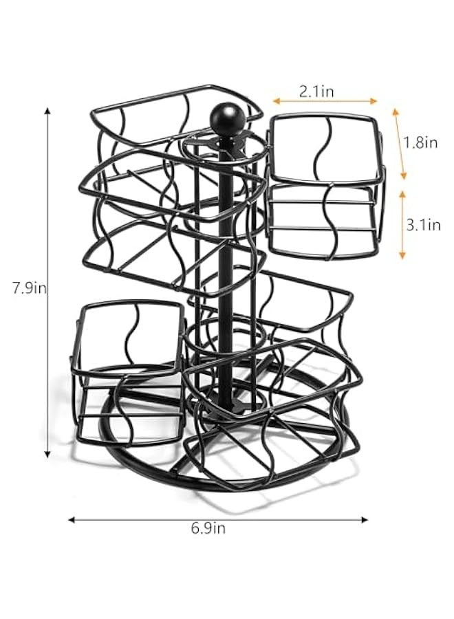TRASSLE Tea Bag Organizer,Tea Bag,Spinning Carousel with 6 Compartments,Tea Caddy Organizer for Countertop,2 Tier 360-Degrees Rotating Storage for Pantry - Holds Up to 60 Large Tea Bags  - Image 2