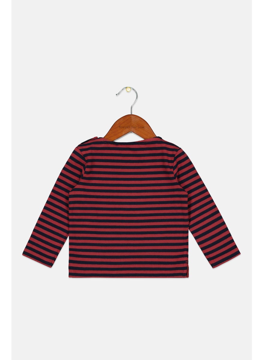 s.Oliver - Toddlers Girl Stripe Long Sleeve Tops, Pale Red - Image 1