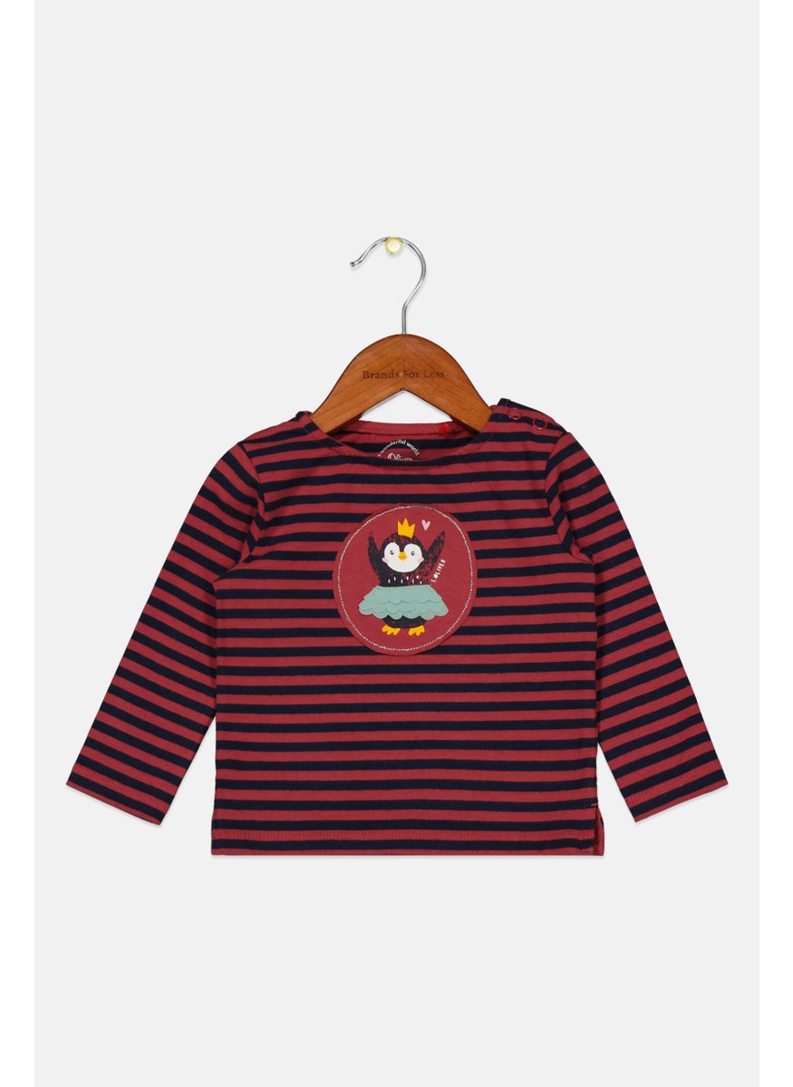 s.Oliver - Toddlers Girl Stripe Long Sleeve Tops, Pale Red - Image 1