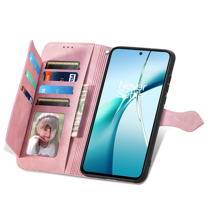 HuHa Case Cover For Nothing Phone 2a Plus Embossed Flower Zipper Leather Phone Case(Pink) - Image 4