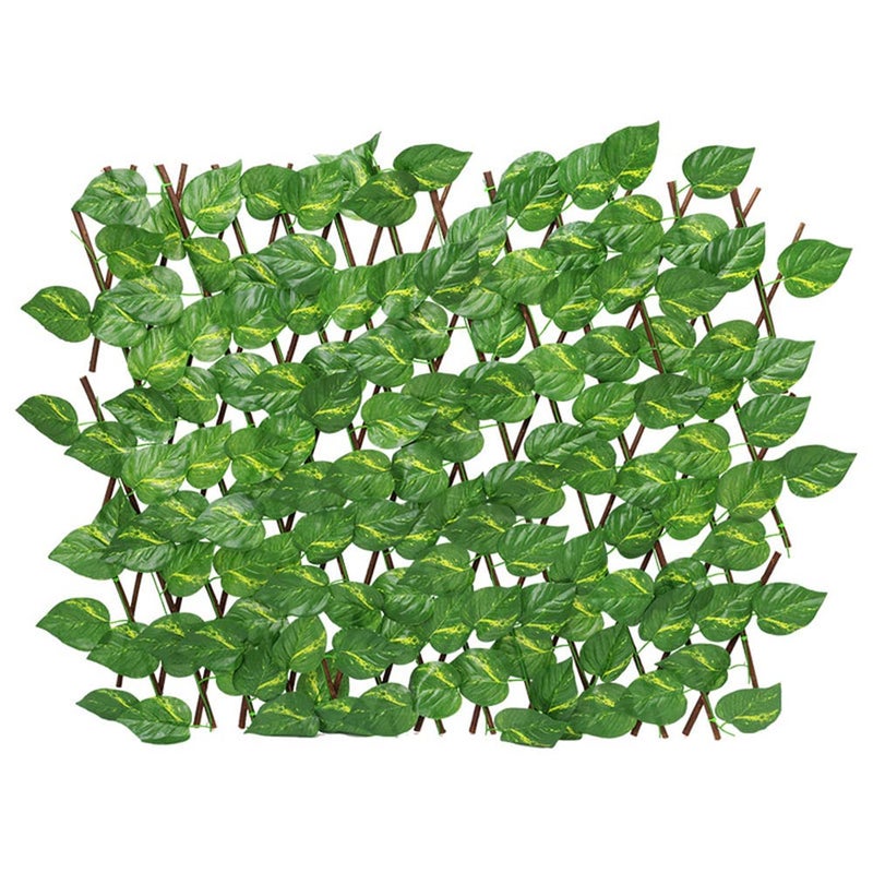 REOVE Artificial Leaf Screening, Adjustable Retractable Fence, Green Leaf, Large Leaf