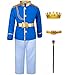 TOGROP Prince Charming Costume for Kids Boys Royal Prince King Outfit Party Cosplay 78 Years Blue - Image 2