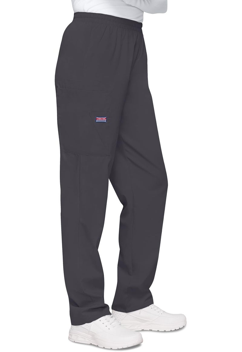 CHEROKEE Women's Workwear Elastic Waist Cargo Scrubs Pant, Pewter, Medium - Image 5