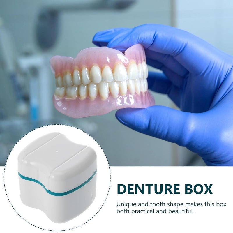 GALPADA Portable Denture Case Rinsing Basket Large Capacity Tooth Shaped Design Blue - Image 4