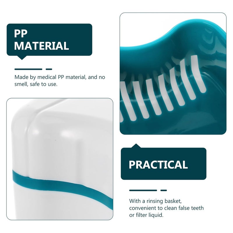 GALPADA Portable Denture Case Rinsing Basket Large Capacity Tooth Shaped Design Blue - Image 5