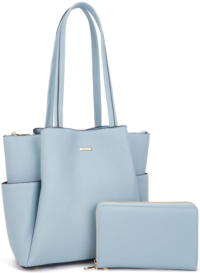 Idesort Tote Handbags for Women Purse and Wallet Set Large Shoulder Work Bags Satchel Purses SkyBlue - Image 1