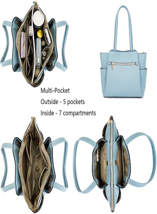 Idesort Tote Handbags for Women Purse and Wallet Set Large Shoulder Work Bags Satchel Purses SkyBlue - Image 4
