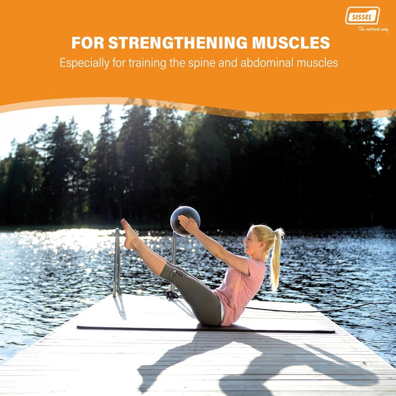 SISSEL كرة سيسل بيلاتس الناعمة رمادية | 8.5 بوصة | خالية من الفثالات واللاتكس | للاسترخاء العميق وتقوية العضلات | سعة 340 رطل | تشمل دليل التمارين - Image 5