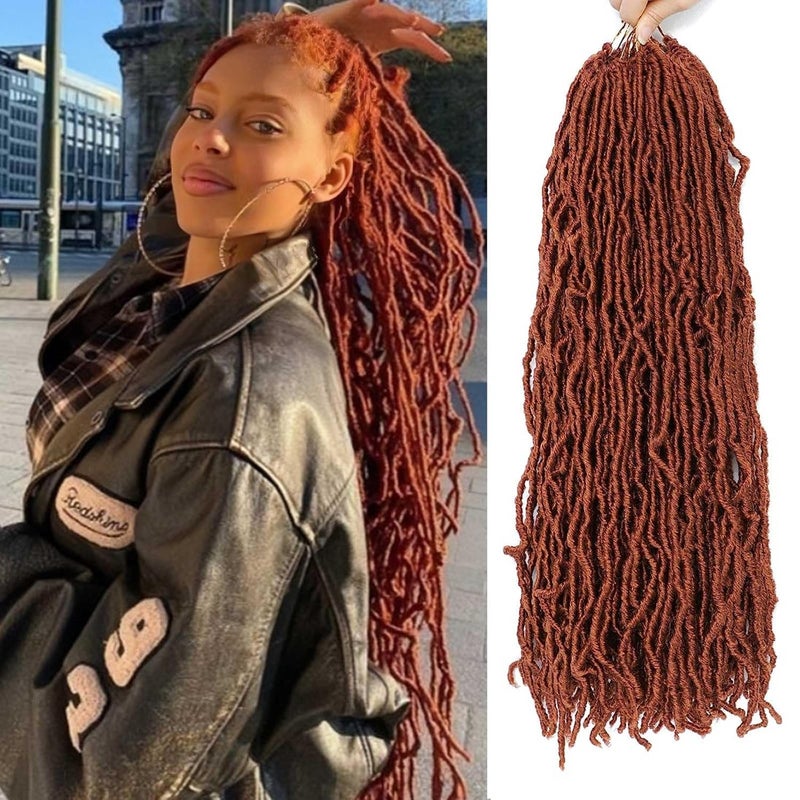 Copper Faux Locs Crochet Hair24 Inch 6 Packs Ginger Soft Locs Crochet Hair Goddess Locs Crochet Braids For Women Pre Looped Synthetic Braid Locs For Human Hair Extensions24in6packs350