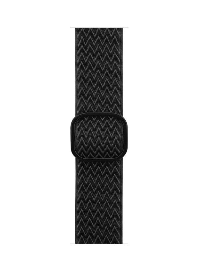 NIBEMINENT Wave Texture Nylon Replacement Watchbands For Apple Watch Series 7/6/SE/5/4/3/2/1 41/40/38mm Black - Image 3