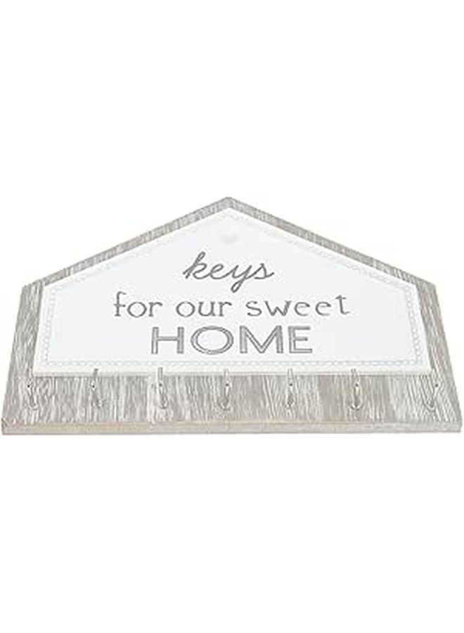 Wooden Wall Mounted Key Hook Rack With 7 Hooks Entryway Organizer For Living Room Hallway - Image 1