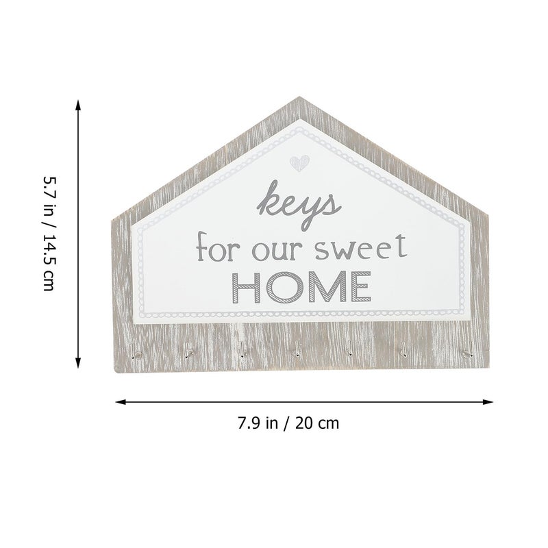 Wooden Wall Mounted Key Hook Rack With 7 Hooks Entryway Organizer For Living Room Hallway - Image 3