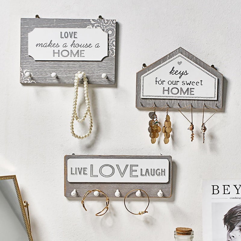 Wooden Wall Mounted Key Hook Rack With 7 Hooks Entryway Organizer For Living Room Hallway - Image 5