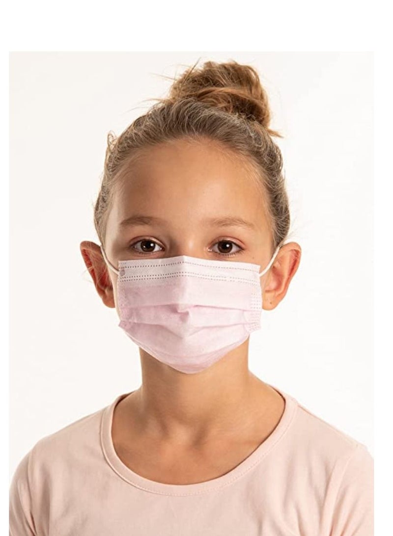 ميد ون مجموعة مكونة من 50 قطعة من أقنعة الوجه للأطفال، مغلفة بشكل فردي، مكونة من 3 طبقات، قناع وجه للاستعمال مرة واحدة للأطفال باللون الوردي - Image 2