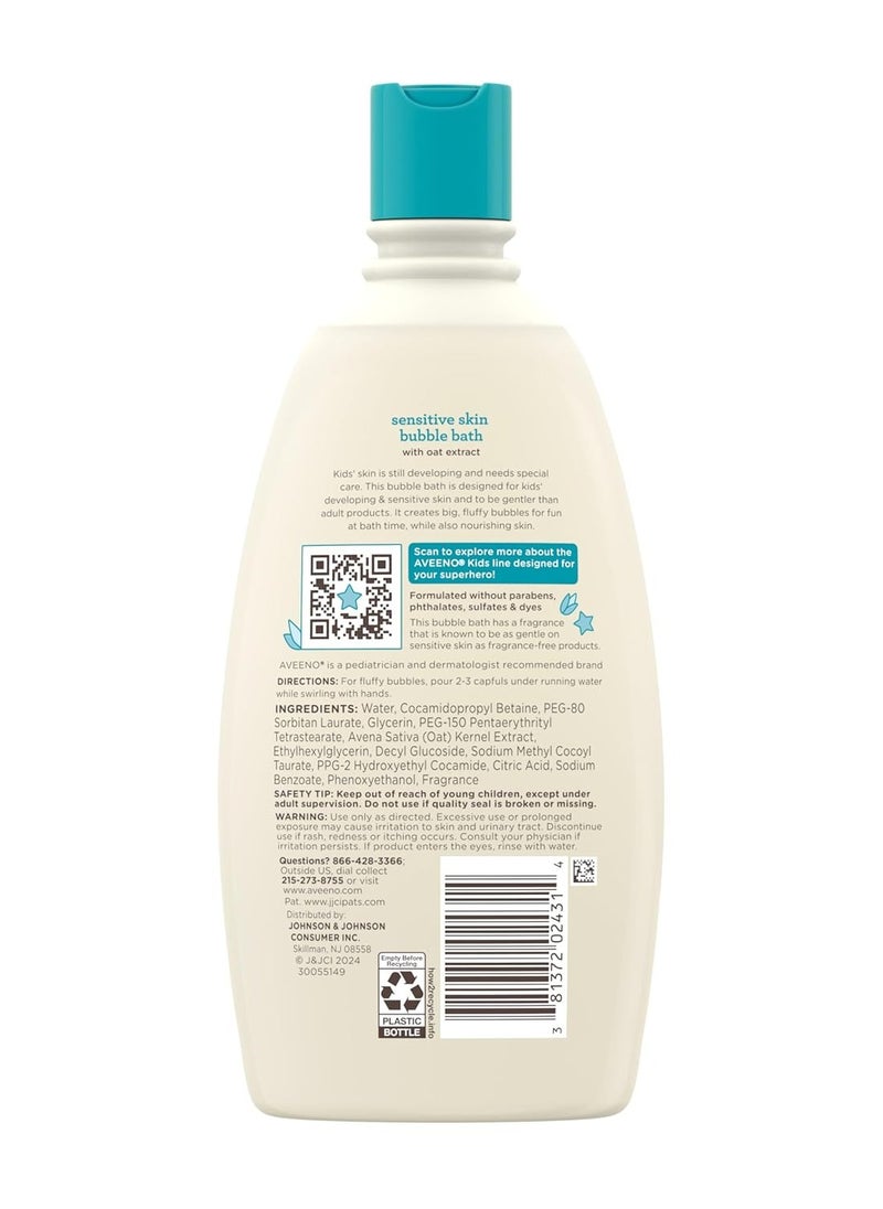 Aveeno Baby Aveeno Kids Bubble Bath, Children's Bubble Bath for Sensitive Skin with Oat Extract, Kid's Bath Liquid Nourishes Skin & Makes Big, Fluffy Bubbles for Bath Time Fun, Dye-Free, 19.2 fl. Oz  - Image 2