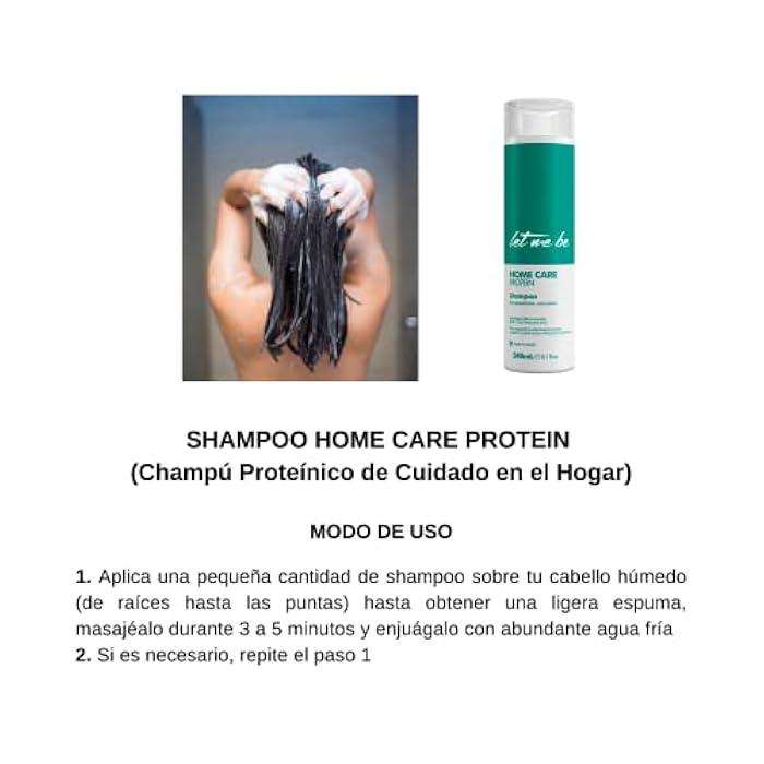 Let Me Be Home Care Protein Shampoo 240ml + Moisturizing Mask 250g Kit – Daily Use for Smoother, Shinier Hair – Ideal for Dry, Treated or Chemically Processed Hair - Image 3