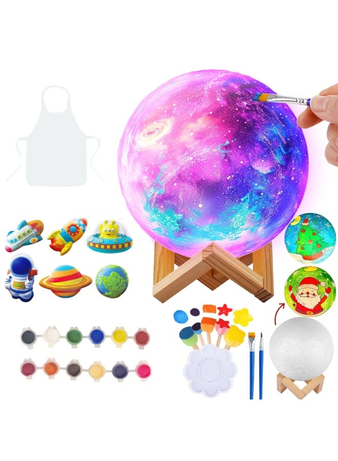 عام الأطفال ديي ضوء القمر ليلة الجص رسمت الكتابة على الجدران الإبداعية كوكب رسمت باليد أباجورة - Image 1