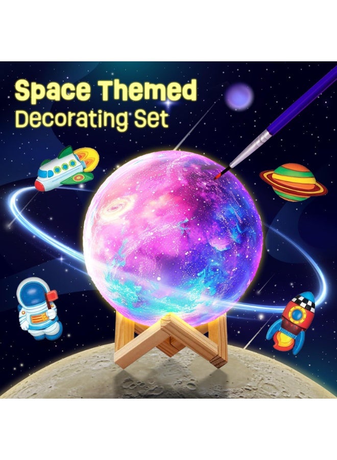 عام الأطفال ديي ضوء القمر ليلة الجص رسمت الكتابة على الجدران الإبداعية كوكب رسمت باليد أباجورة - Image 3