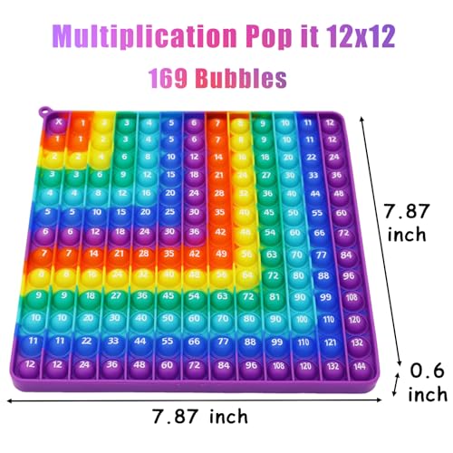 PETBSNVB Multiplication 12x12 Addition 112 Math Fidget Popper Learn Multiplication Addition with Pop Fidget Toy Learning Tools for Students and Children Bubble Sensory Rainbow RainbowPurple - Image 5