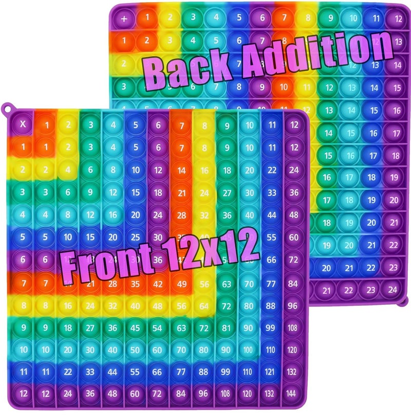 PETBSNVB Multiplication 12x12 Addition 112 Math Fidget Popper Learn Multiplication Addition with Pop Fidget Toy Learning Tools for Students and Children Bubble Sensory Rainbow RainbowPurple - Image 3