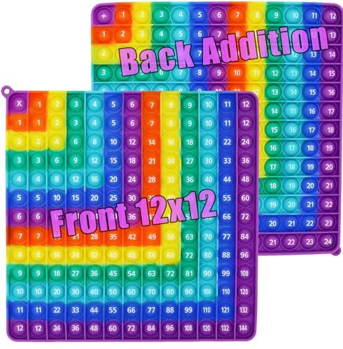 PETBSNVB Multiplication 12x12 Addition 112 Math Fidget Popper Learn Multiplication Addition with Pop Fidget Toy Learning Tools for Students and Children Bubble Sensory Rainbow RainbowPurple - Image 1