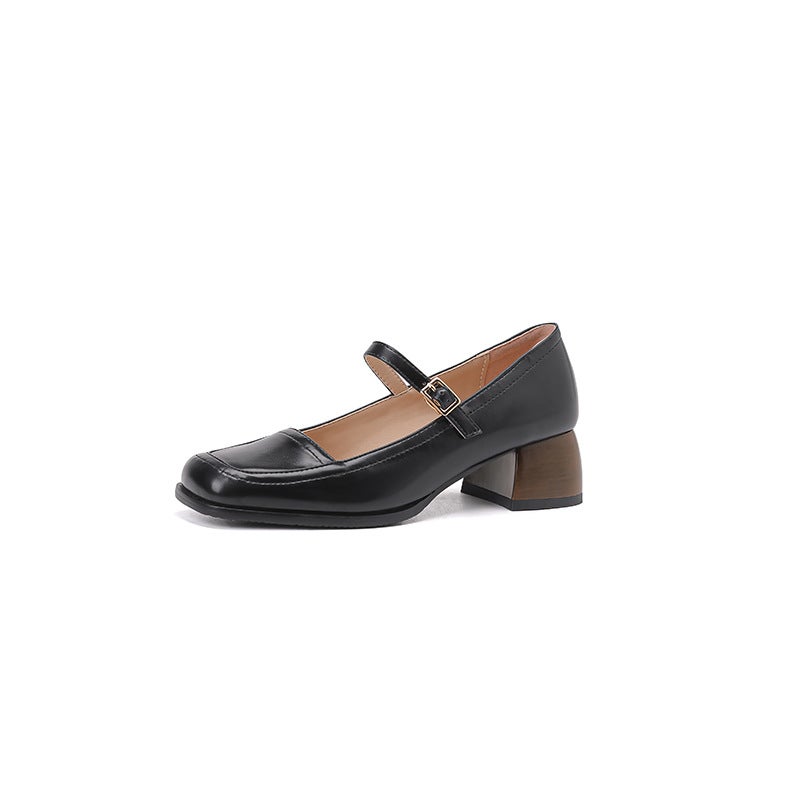2024 Spring Supply Fashion Heel Women'S Shoes 32-43 Car Stitching Buckle Joker Shallow Mouth Shoes - Image 1