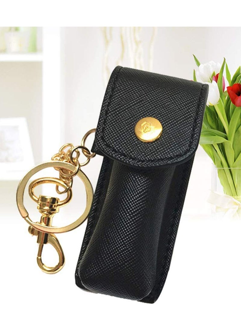 Generic - Lipstick Keychain Holder Storage Bag Keychain Holder Lip Balm Lip Pouch Bags for Women Girls(Black) - Image 1