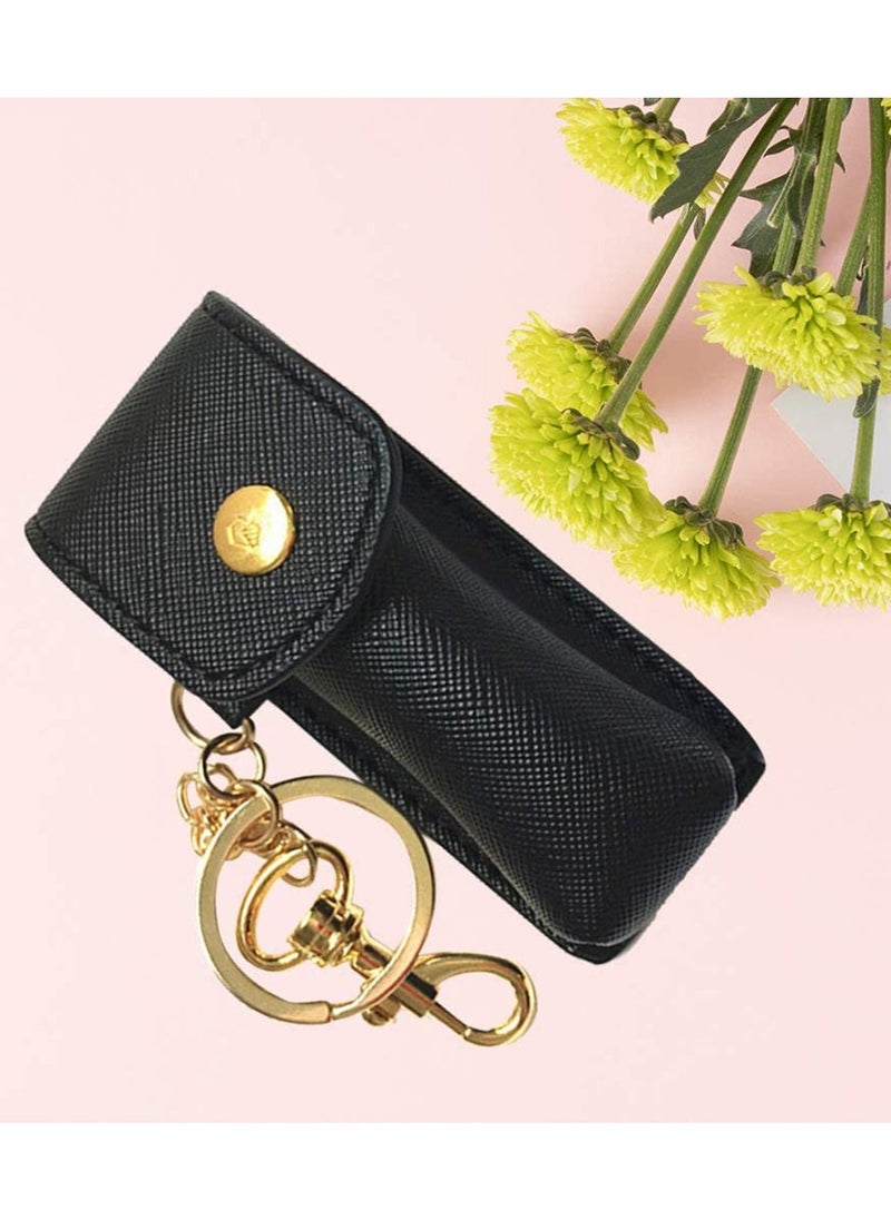 Generic - Lipstick Keychain Holder Storage Bag Keychain Holder Lip Balm Lip Pouch Bags for Women Girls(Black) - Image 1