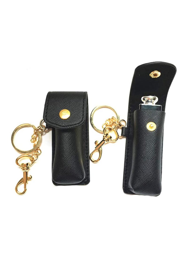 Generic - Lipstick Keychain Holder Storage Bag Keychain Holder Lip Balm Lip Pouch Bags for Women Girls(Black) - Image 1