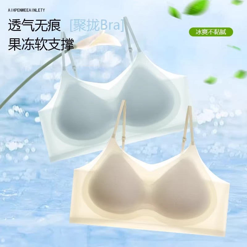 Jelly Glue Support Thin Beautiful Back Bra For Women With Adjustable Shoulder Straps, Tube Top, Fixed Cup, Seamless Sleep Bra - Image 2