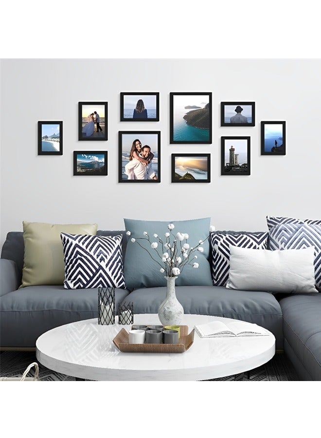 Beauenty 10 Pack Picture Frames for Wall Decor Living Room, Multi Sizes 4x6, 5x7, 8x10 Photo Frames for Room Decor and Wall Art, Classic Black Home Decor Frames - Image 5