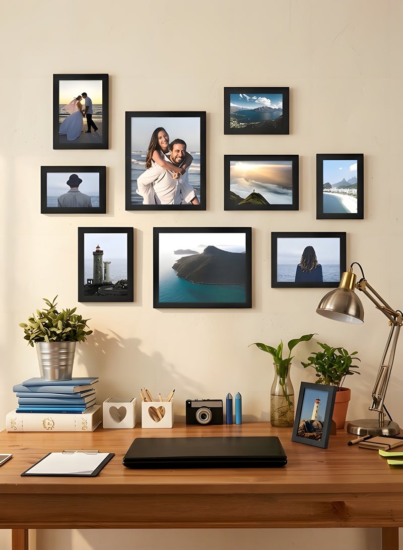 بيوينتي 10 إطار صور لتزيين الجدران لغرفة المعيشة، مقاسات متعددة (4x6، 5x7، 8x10 بوصة)، إطارات كلاسيكية سوداء لديكور المنزل والفن الجداري - Image 4