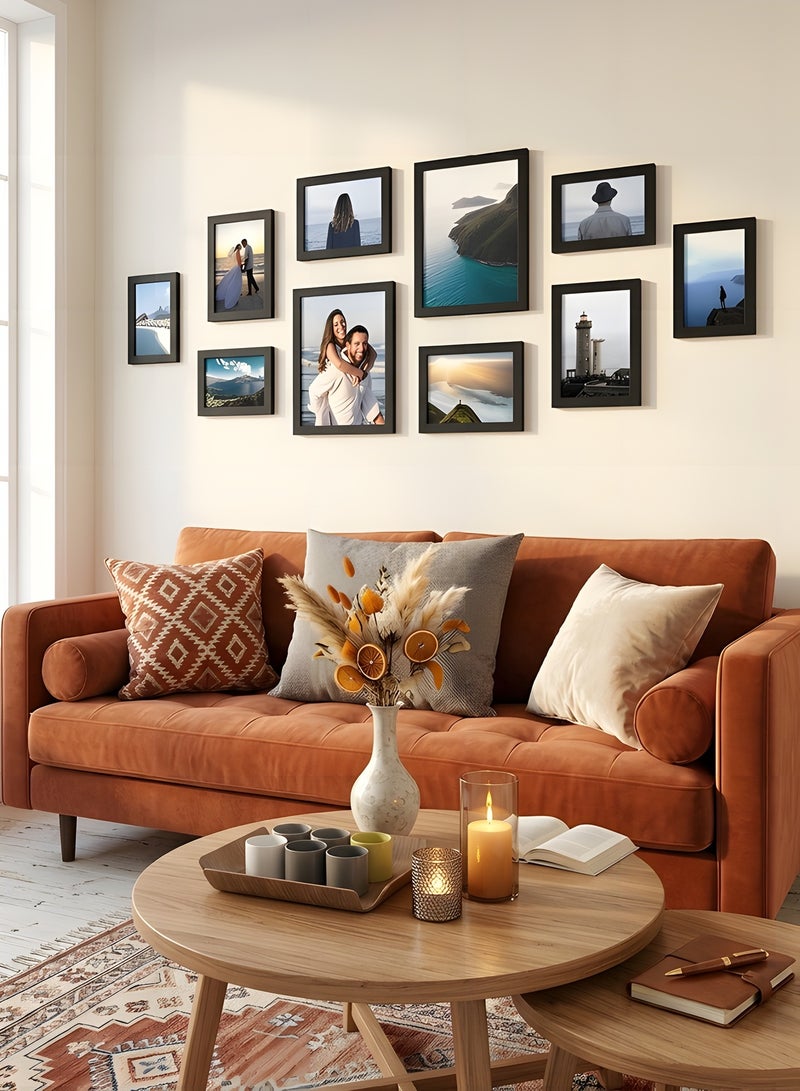 بيوينتي 10 إطار صور لتزيين الجدران لغرفة المعيشة، مقاسات متعددة (4x6، 5x7، 8x10 بوصة)، إطارات كلاسيكية سوداء لديكور المنزل والفن الجداري - Image 5