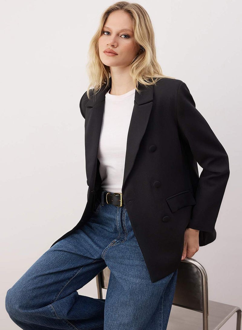 trendyol Black Regular Lined Woven Blazer Jacket - Image 2